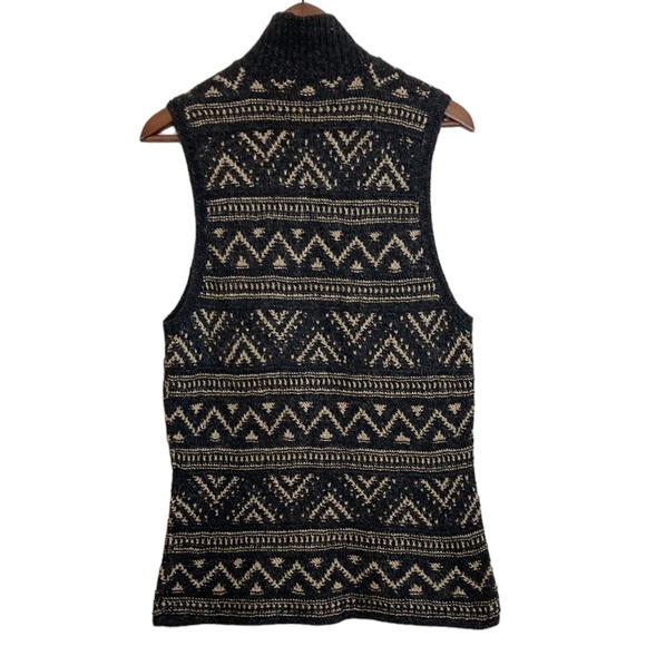 Vintage Ralph Lauren Sweater Vest Womens Medium Large Silk Linen Gray Tan Aztec - Picture 2 of 12